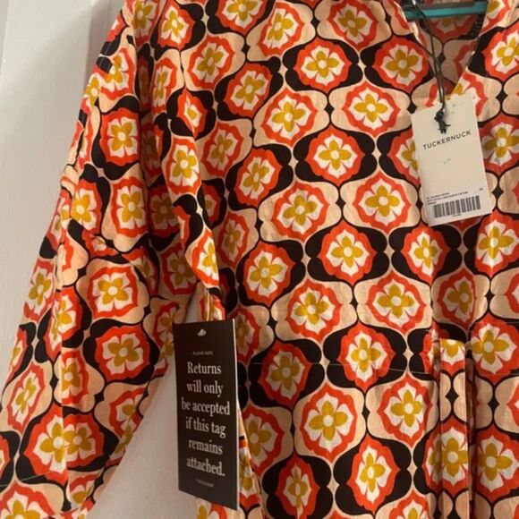 Tuckernuck Honeycomb Bloom‎ Marisol Tie-Waist Caftan, Medium - Picture 4 of 5